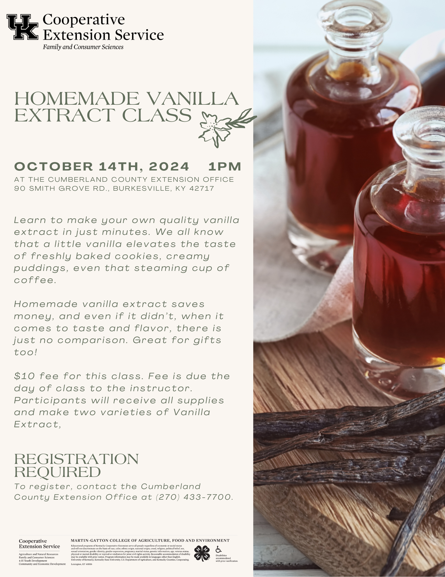 Homemade Vanilla Extract Class 